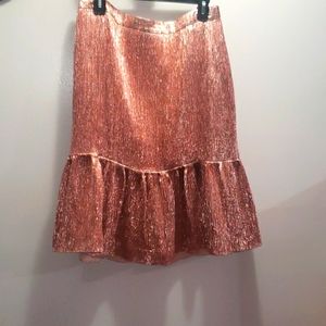 J.crew  Mettallic Rose-Gold Fluted Skirt NWT